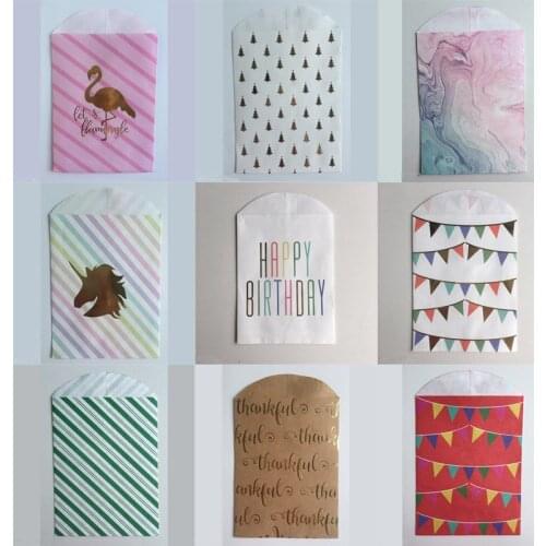 10Pcs Packaging Gift Candy Box Gift Bag Christmas Decor Food Storage Bags Gold Foil Kraft Paper 12*19cm Wedding Party Supplies