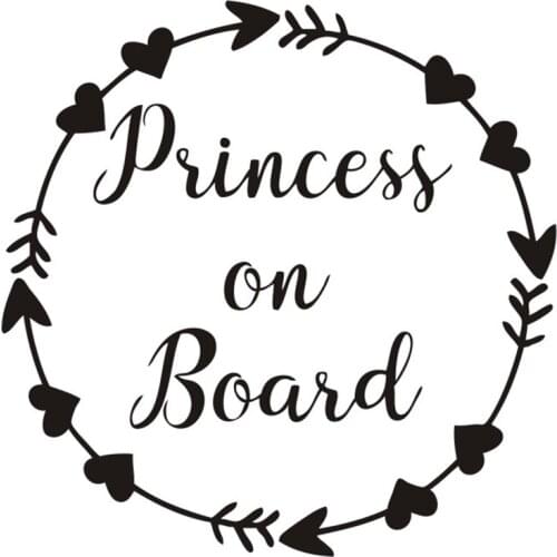 Princess on Board Car Stickers Window Decal Pattern Art Car Body Waterproof Truck Rear windshield T055