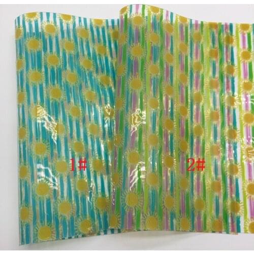 LEOsyntheticoDIY JELLY Transparent TUP Leather with Printed Suns Stripes Vinil Sheets For DIY Bows 21X29CM R078B