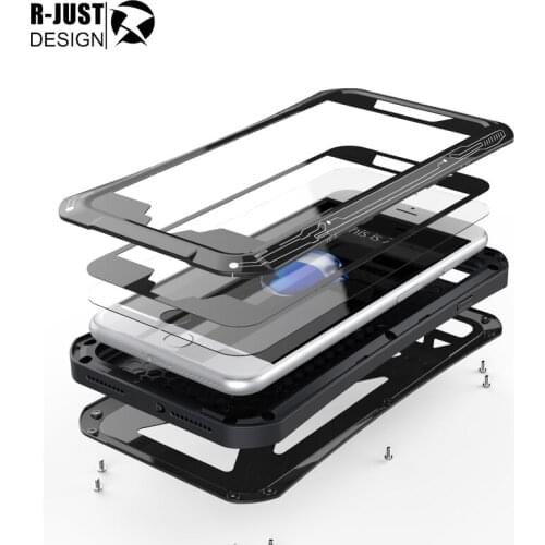 R-JUST X-Men Steel Metal Water Resistant Dustproof Shockproof Tempered Glass Armor Cover for iPhone 6 6s Plus Case