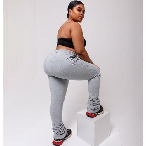 Plus Size Stacked Leggings Joggers Stacked Sweatpants Women Ruched Pants Legging Jogging Femme High Waist Trousers Sweat Pants