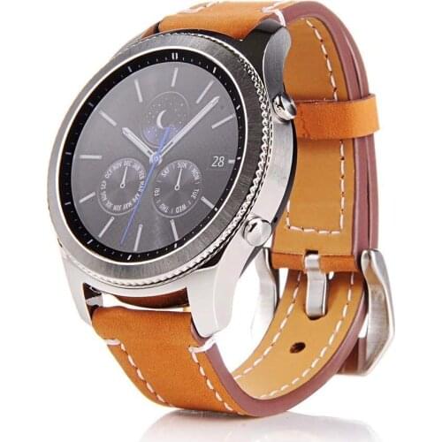 Cow Leather Watch Band 22mm Strap for Samsung Gear S3/Galaxy Watch 3 45mm/46mm Replacement Bracelet Belt for Huawei Watch GT 2 1