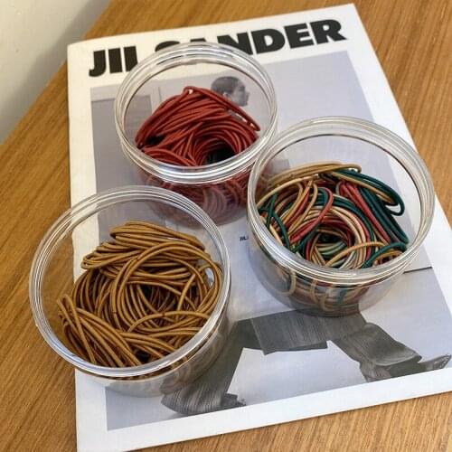 100 Pcs/Box New Women Girls Elegant Solid Elastic Hair Bands Ladies Lovely Scrunchies Rubber Bands Female Hair Accesssories