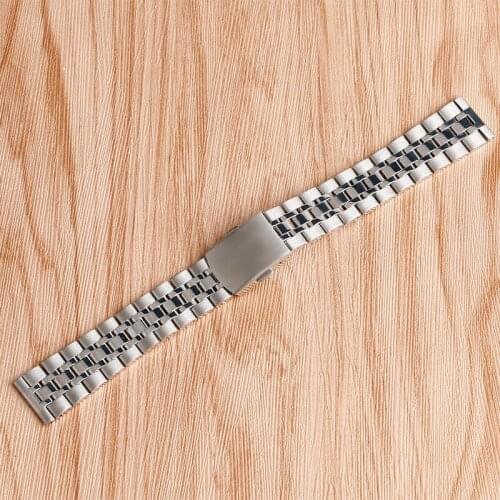 Silver/Golden Solid Stainless Steel Band 16mm/18mm/20mm Folding Buckle Push Button Bracelet + 2 Spring Bars HQ Men Watch Strap