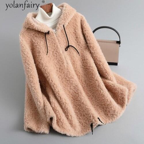 YOLANFAIRY 2020 New Real Fur Coat Female Jacket Winter Clothes Women Korean Clothes 100% Wool Jackets for Women Coats A2022 KJ
