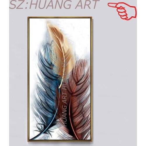 Modern Abstract White Animal Feather Pictures 100% Hand Painted Oil Painting Unframed Canvas Art Wall Decoration Paintings Art