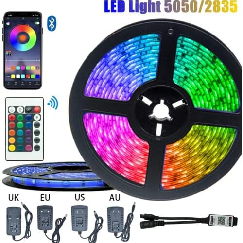 5M 10M LED Strip Light 5050 2835 Waterproof Bedroom Decoration Lamp Strips Flexible Ribbon String Bluetooth Controller Lighting