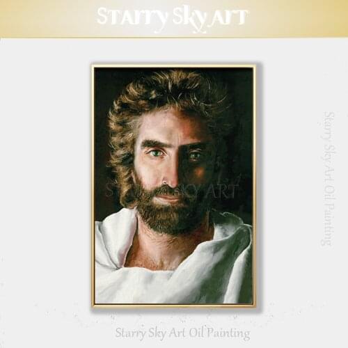 Top Artist Pure Hand-painted Christ Jesus Portrait Oil Painting on Canvas Realist Jesus Figure Oil Painting for Wall Decoration
