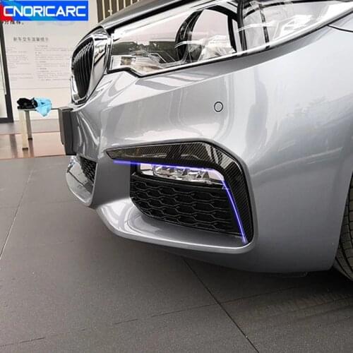 Carbon Fiber Color Front Fog Lights Frame Decoration Cover Trim For BMW 5 Series G30 G38 Fog Lamp Strip Exterior Modified Decals