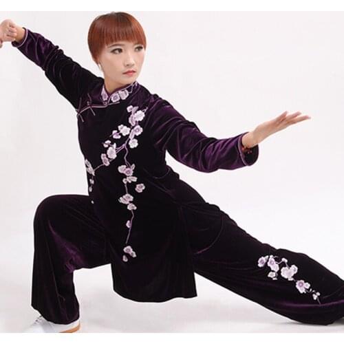 Velour Wushu Clothing Martial Arts Suit Taichi Performance Kung Fu Outfit Autumn Winter Velvet Tai Chi Uniform TA1875