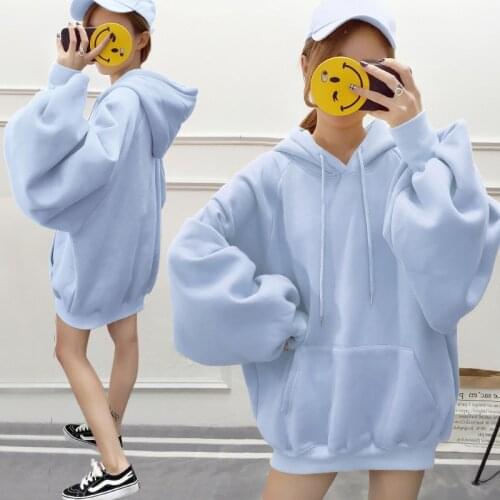 Autumn Hoodies Winter Elegant Trendy Leisure Hooded Womens Pullover Students Solid Long Sleeve Ladies Sweatshirts