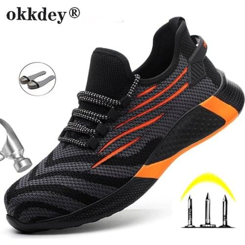 Steel Toe Cap Safety Shoes Mens Outdoor Non-slip Work Boots Lightweight Sneakers Womens Protective Footwear Work Shoes Men