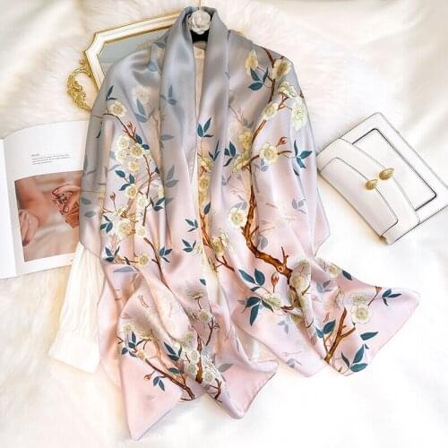 100% Natural Silk Scarf for Women 2021 Print Real Silk Bandana Shawls and Wraps for Ladies Pure Silk Scarves Foulard Femme