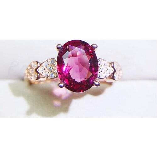 Per jewelry Natural real pyrope love heart ring Free shipping 7*9mm 2.1ct gemstone 925 sterling silver Fine jewelry Q2042130