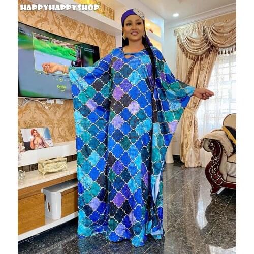 Bat Sleeve Casual Robe African Dashiki Traditional Printed Loose Long Dress Oversized Kaftan Muslim Turkish For Women Abaya Gown