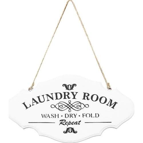 1Pcs Laundry Room Hangtag Wooden Door Plaque Vintage Wall Sign Door Hanging Board Guiding Sign for Home Hotel