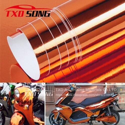 10/20/30/40/50/60X152CM High stretchable mirror orange Chrome Mirror flexible Vinyl Wrap Sheet Roll Film Car Sticker Decal Sheet