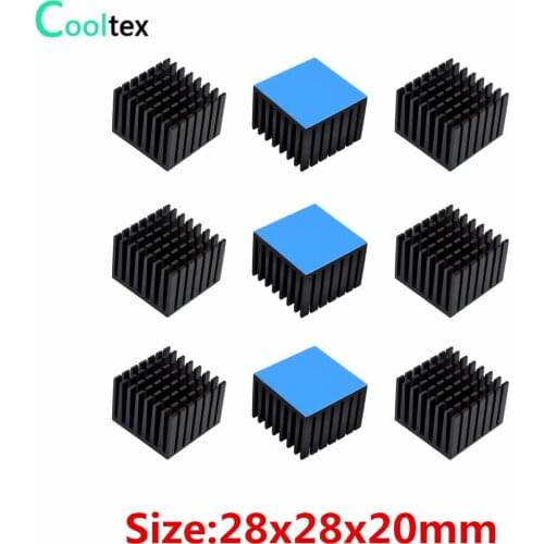 10pcs 28x28x20mm Aluminum Heatsink Radiator Cooling Heat Sink For Electronic Chip IC LED With Thermal Conductive Tape