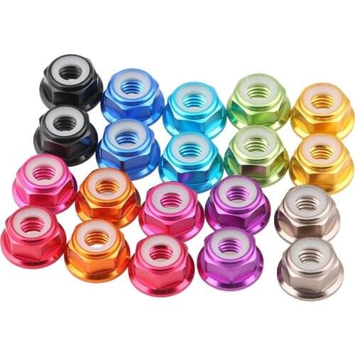 10PCS M5 Aluminum Motor Screw Nuts Nylon Insert Self Lock Flange Nut CW for RC FPV Racing Drones 2205 2206 2207 Motor DIY Parts