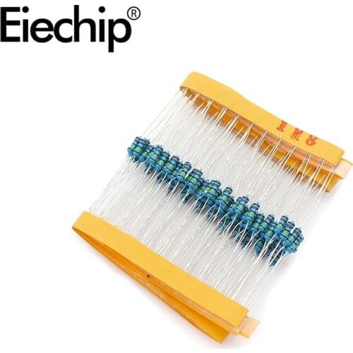 100pcs/lot 1/4W 1% Metal film resistor 0.25W resistance 1.8M Throught Hole