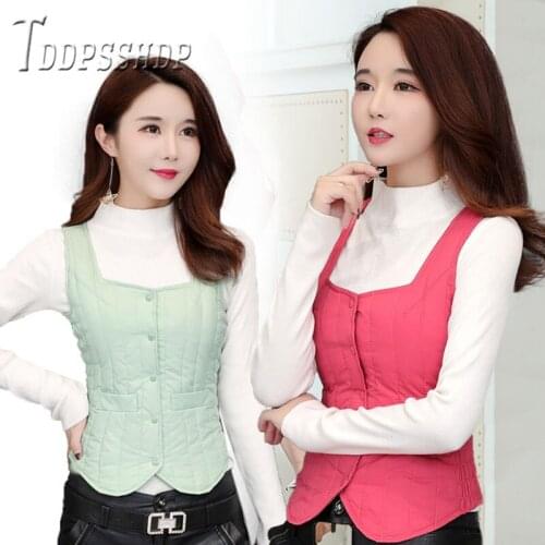 2019 Lightweight Slim Short Style Women Down Vests Winter Warm Sleeveless Female Vests