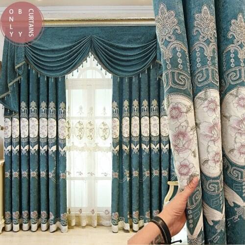 2021 European Style Atmospheric Luxury Embroidered Curtains for Living Room Bedroom Study Blackout Curtains Customization