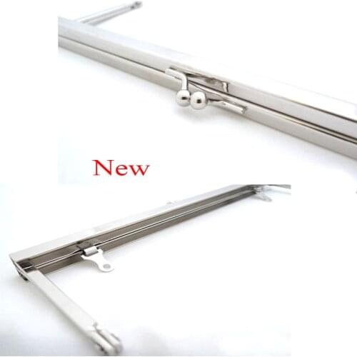 21 cm - Large Nickel-Silver Open Channel Clutch Purse Frame with Chain Loops