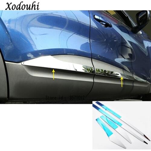 For Renault Kadjar 2016 2017 2018 2019 Car Detector Stainless Steel Side Door Body Trim Stick Strip Molding Bumper Parts 4pcs