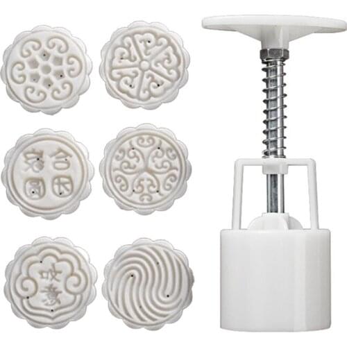 50/75g Mooncake Mold 4/6 Stamps Cookie Cutter Hand Press Green Bean Cake Pastry