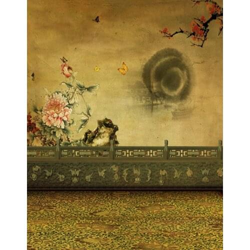 5x7ft Chinese Painting Flowers Butterfly Photography Backdrops Photo Props Studio Background