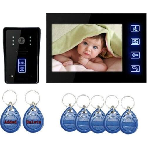 7" TFT LCD Touch Key Color Monitor Video Door Phone Doorbell Intercom Camera System