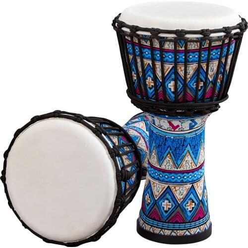 8 Inch Portable African Drum Djembe Hand Drum with Colorful Art Patterns Percussion Musical Instrument