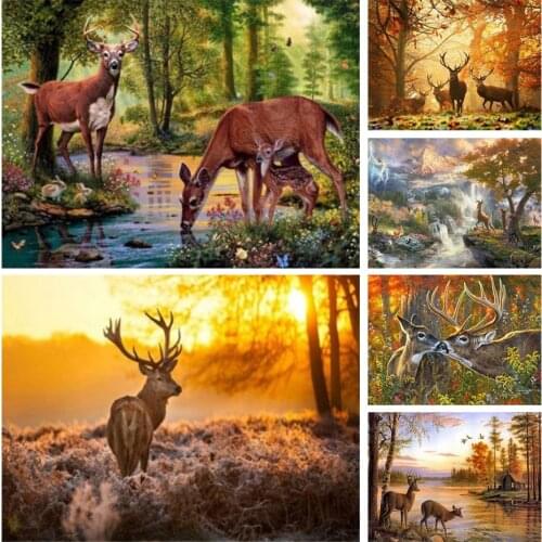 5D DIY Deer Diamond Painting Picture Full Diamond Embroidery Rhinestone Kit Mosaic Home Decoration Painting Handmade Beaded Gift