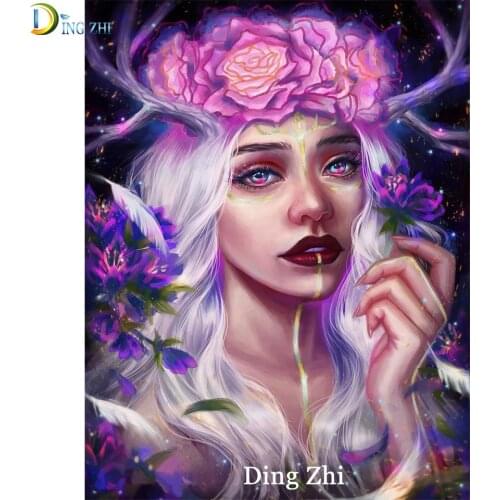 Diy Diamond Embroidery Flower Fairy Deer Diamond Painting 5D Beauty Square/Round Drill Cross Stitch Kits Crystal Decoration