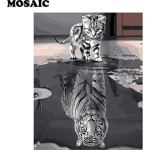 Full resin drill 5D DIY Diamond Painting Lovely Cat animal tiger sale Diamond Embroidery diamond mosaic pictures, wall sticker