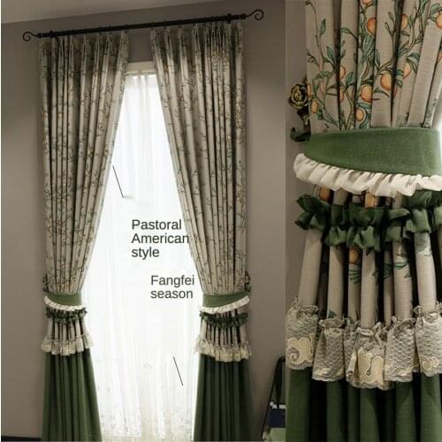 American Curtains Tulle Curtains for Living Room Bedroom Windows Blackout Light Luxury Simple Printed