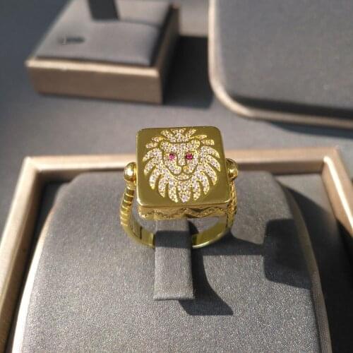Brand Pure 925 Sterling Silver Jewelry For Women Silver Square the lion Ring Praty Wedding Jewelry