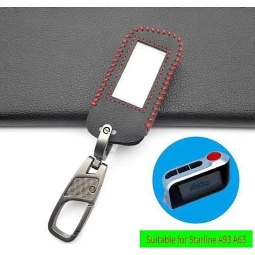 For Starline A93 / A63 Leather Key Case for Russian Version in Two-Way Car Alarm Remote Control LCD Key Fob Cover protect shell