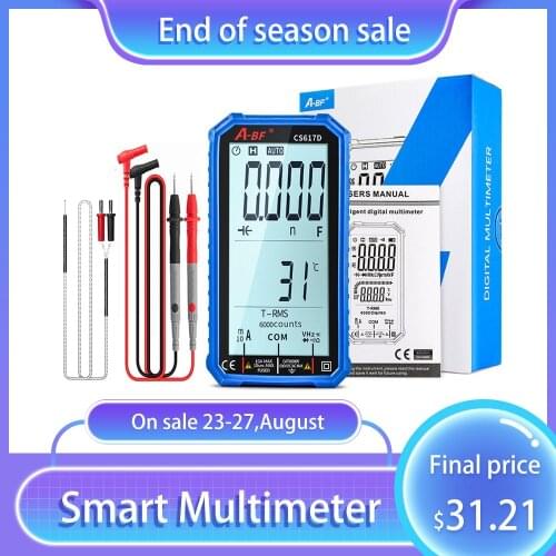 Digital Smart Multimeter A-BF CS617D LCD 6000 Counts True RMS DC AC Voltage Current Temp Resistance Capacitor Diode NCV Hz DMM