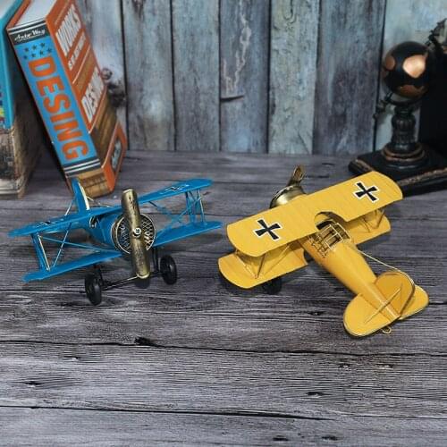 Decorative wrought Iron Aircraft model ornaments metal crafts retro interiors home gift ornaments crafts Childrens room decor