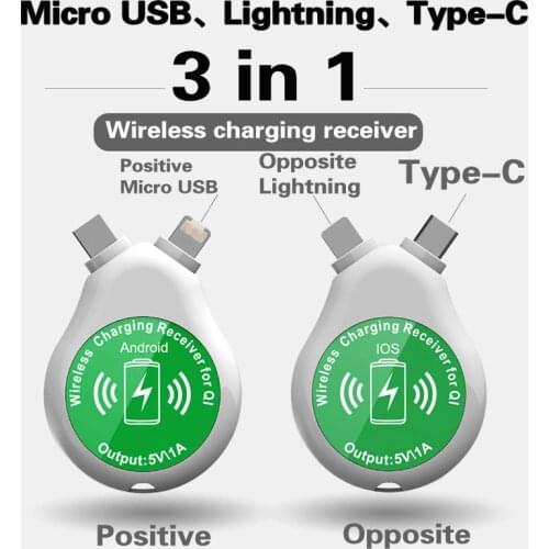 Business Qi Wireless Charging Receiver MicroUSB Type-C Receiver For iPhone 5SE 6S 7Plus Samsung xiaomi Huawei oppo VIVO Universl