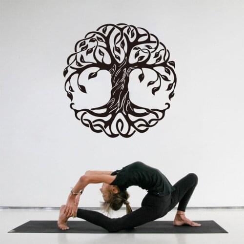 Home Decoration Mandala Tree Vinyl Sticker Wall Decal Fitness Yoga Tree of Life Wall Decal Yoga Studio Wall Mural SP-124