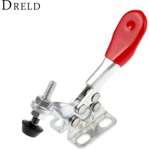 DRELD 1pc GH-201-A Horizontal Toggle Clamp Clip 27Kg/ 60 Lbs Quick Holding Capacity Fixed Bar Flange Base Toggle Clamp Hand Tool