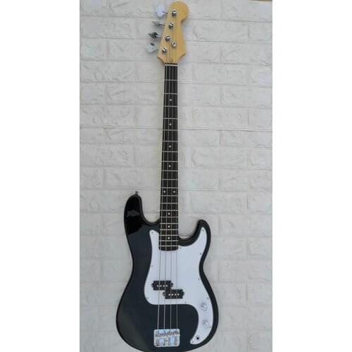 Electric Bass guitar P bass guitar 4 strings Black color maple fretboard White pickguard.customized,Paypal available!Bs-17