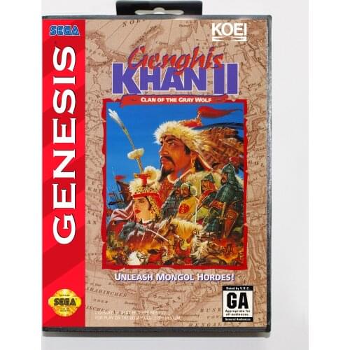 Genghis Khan 2 with Retail Box 16bit MD Game Card For Sega Mega Drive/ Genesis