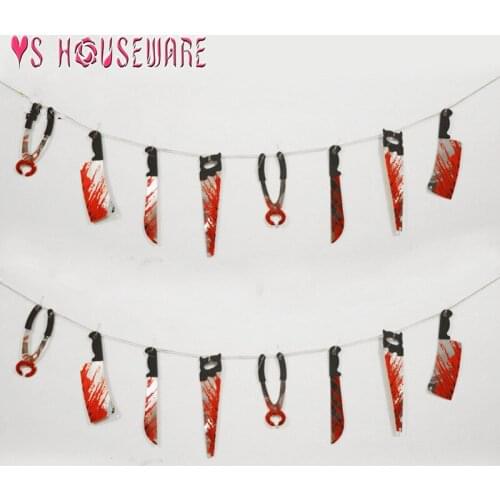 Hot Sale 1set Halloween Spooky Bloody Knife String Haunted House Bar KTV Halloween Decorations Halloween Holiday Decorations