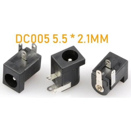 Hot Sales DC-005 Black DC Power Jack Socket Connector DC005 5.5*2.1mm 2.1socket Round the needle Good quality