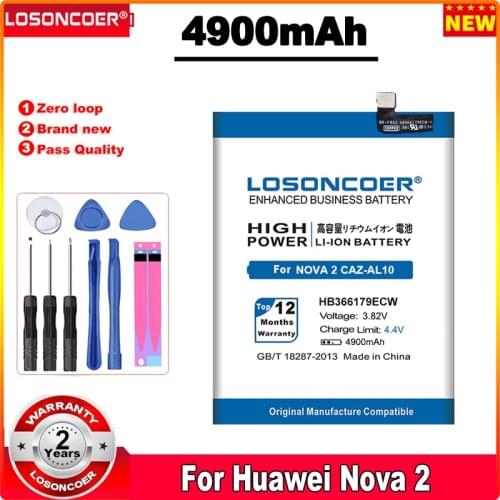 HB366179ECW 4900mAh Battery For HUAWEI Nova 2 PIC-AL00 CAZ-AL10 CAZ-TL00 Nova2 PIC-TL00 PIC-L29 PIC-LX9 PIC-L09 Phone Battery