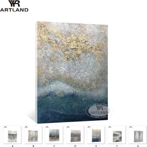 Hotel artwork acrylic painting for wall decoration handmade canvas oil painting gold foil landscape for living room sofa bedroom