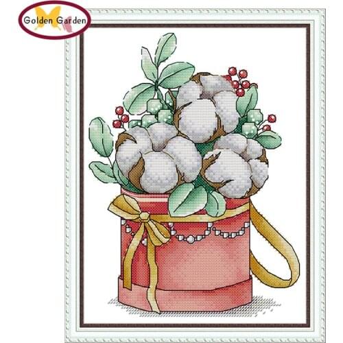 GG Winter Bouquet Paintings Cross Stitch Embroidery Needlework Set Joy Sunday 14CT11CT DIY Counted Cross Stitch for Home Decor